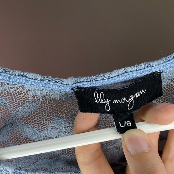 Lily Morgan Floral Mesh Long Sleeve Shirt - Large - Picture 3 of 4